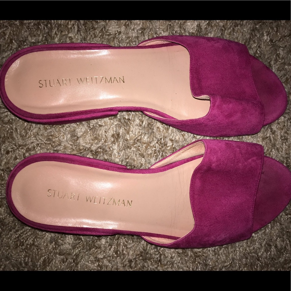Hot pink Stuart Weitzman suede flat